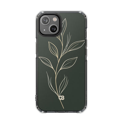 Minimal Botanical Stem · Clear Impact Magnetic Phone Case for iPhone ·  Green