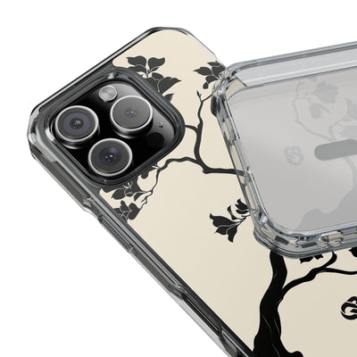 Beige Impact MagSafe Phone Case for iPhone - Obsidian Bonsai Silhouette