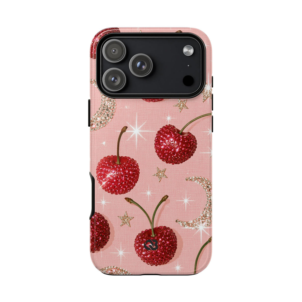 Bedazzled Ruby Cherries · Tough Phone Case for iPhone · Pink