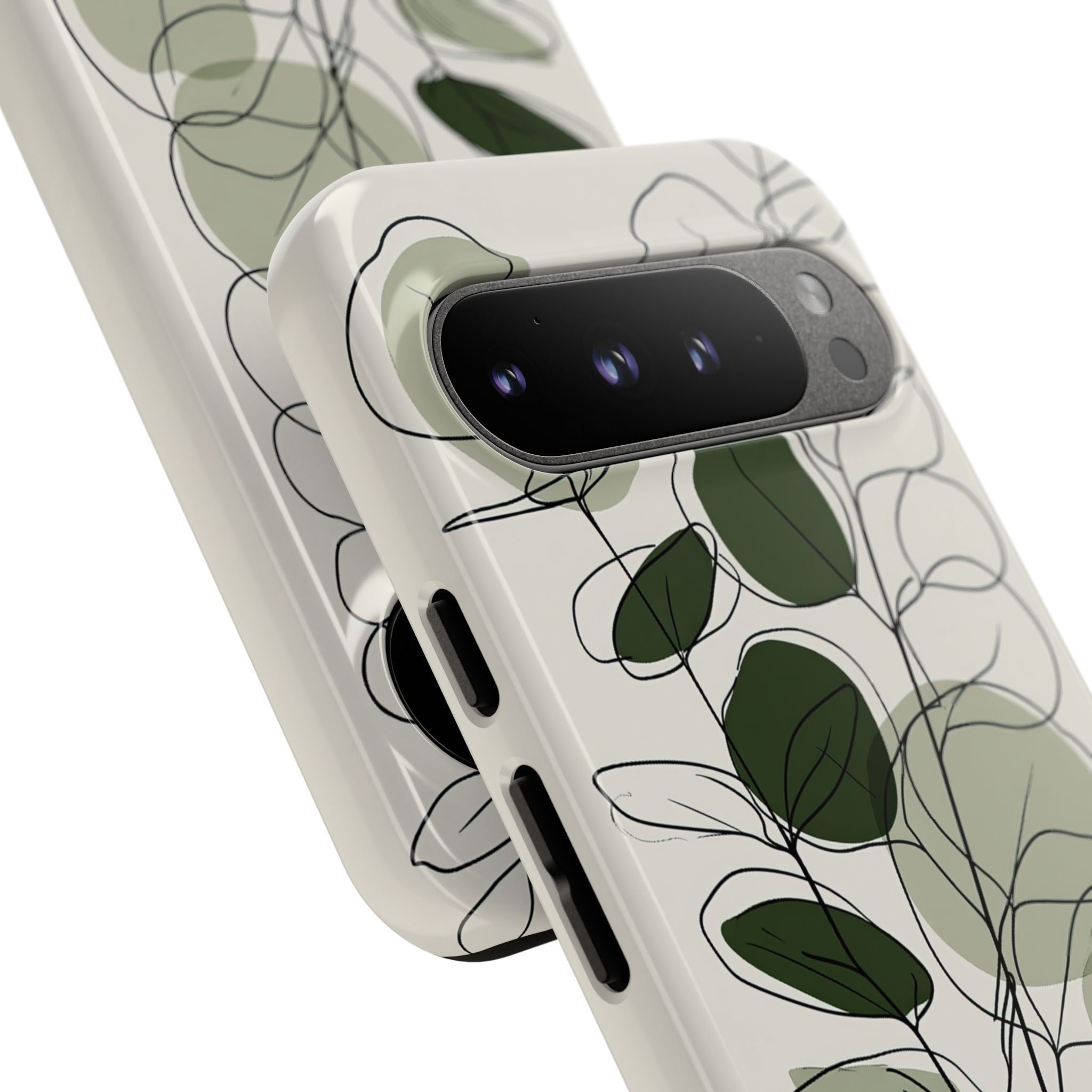 Green Tough Phone Case for Google Pixel - Muted Eucalyptus Sketch