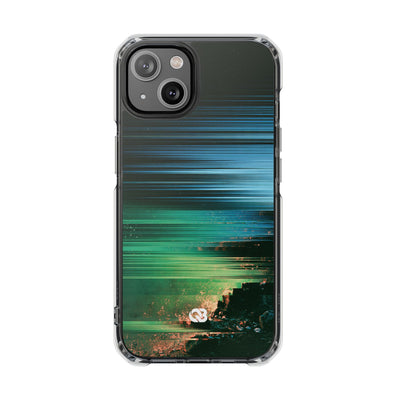 Digital Shoreline Drift · Clear Impact Magnetic Phone Case for iPhone ·  Teal