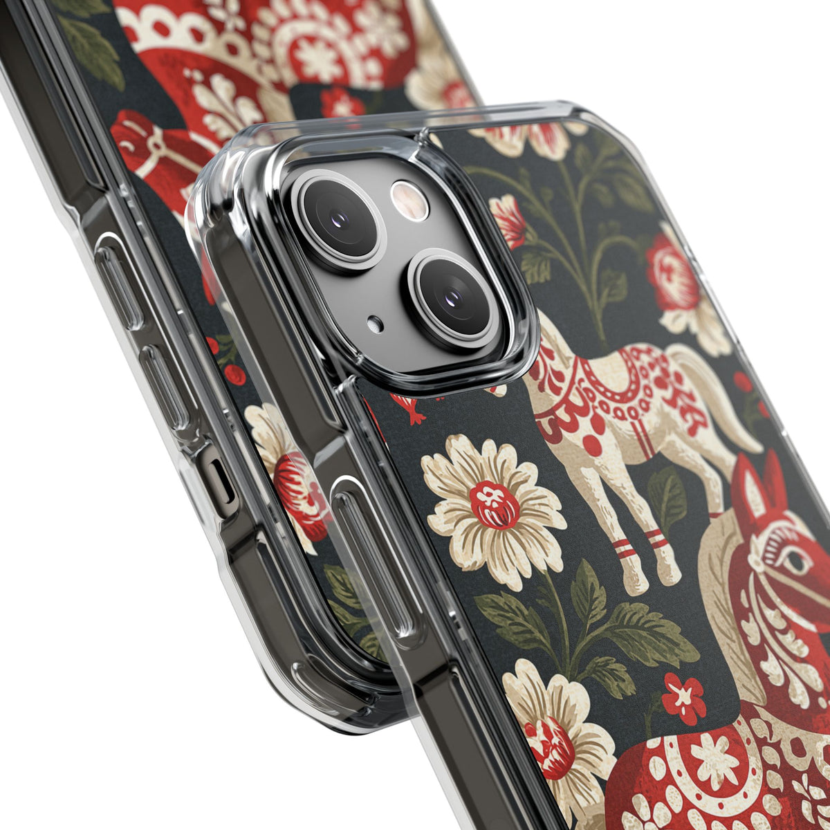 Nordic Dala Meadow · Clear Impact Magnetic Phone Case for iPhone · Red