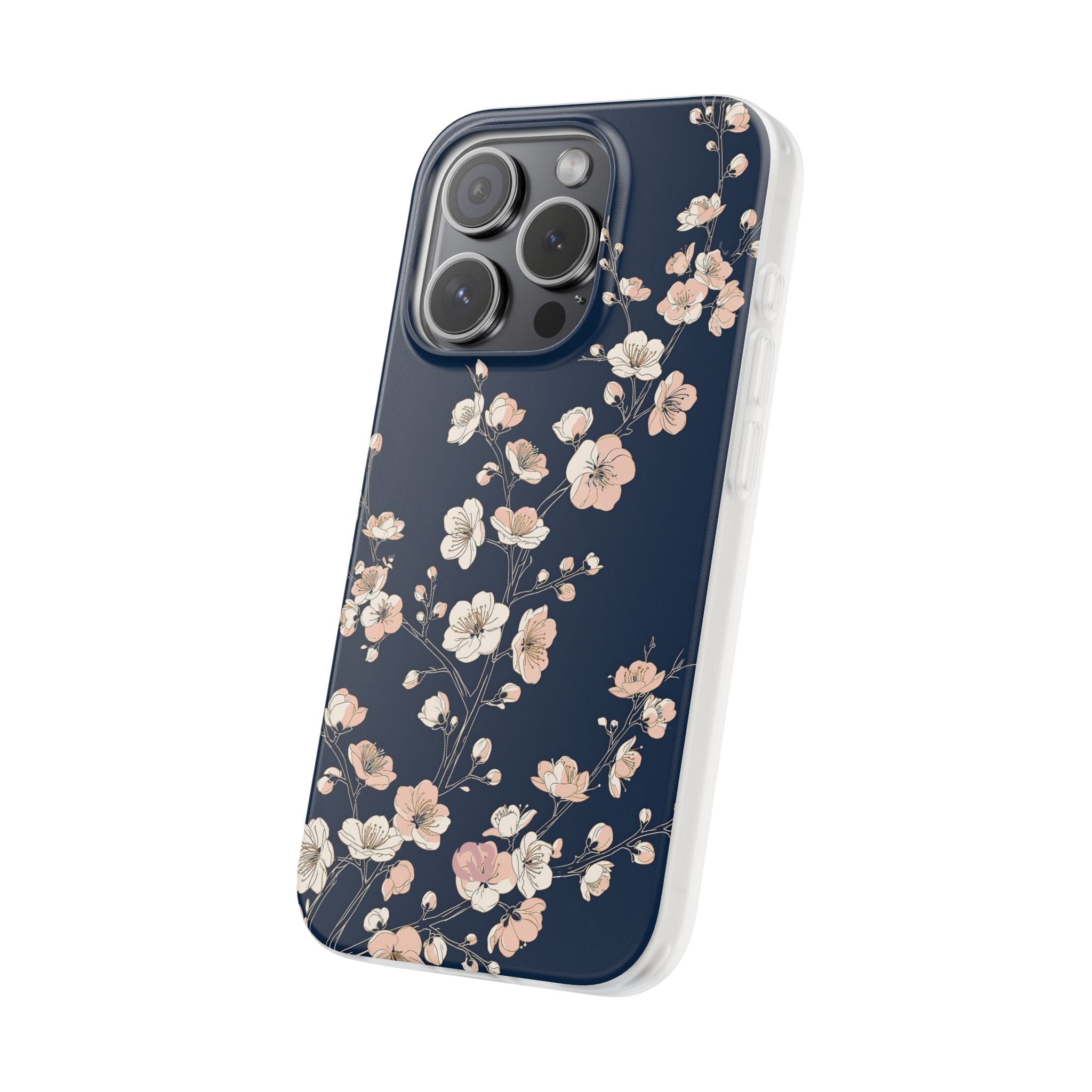 Blue Lite Phone Case for iPhone - Midnight Peach Sakura
