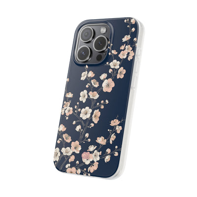 Blue Lite Phone Case for iPhone - Midnight Peach Sakura