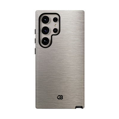 Grey Tough Phone Case for Samsung - Brushed Nickel Linen