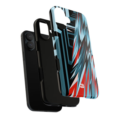 Blue Tough Phone Case for iPhone - Glitch Peak Cyan
