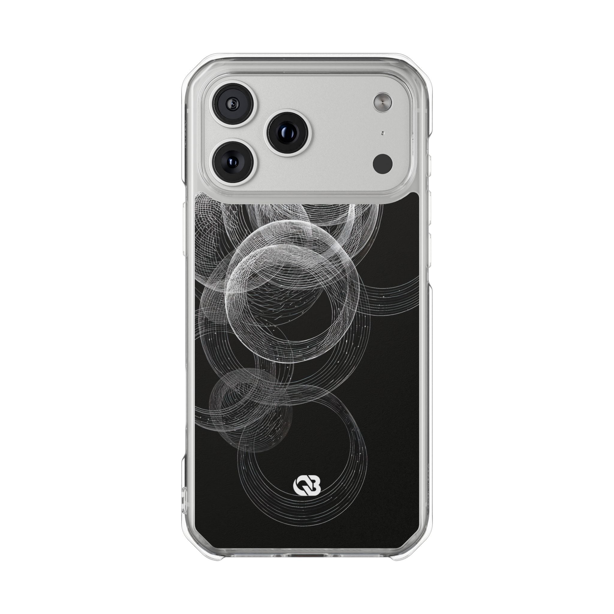 Black Impact MagSafe Phone Case for iPhone - Kinetic Wireframe Orbit