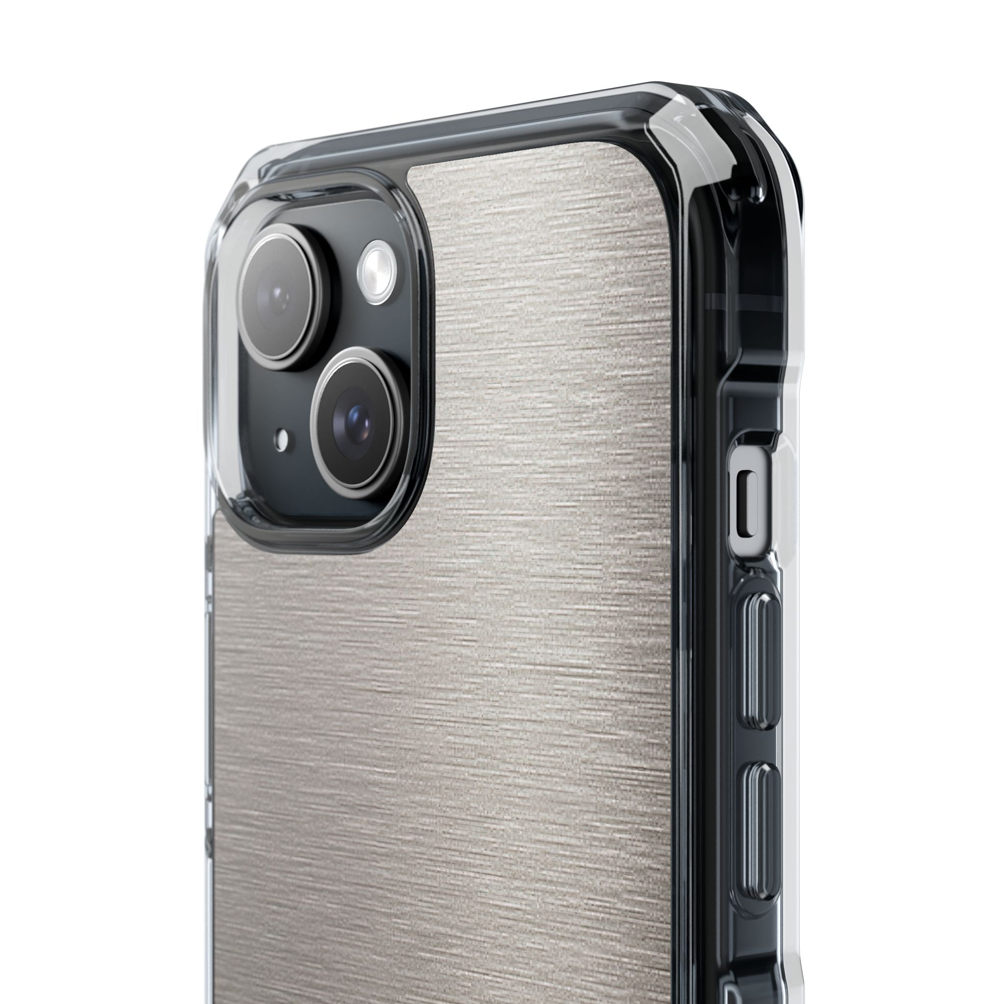 Grey Impact MagSafe Phone Case for iPhone - Brushed Nickel Linen