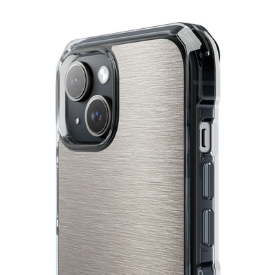 Grey Impact MagSafe Phone Case for iPhone - Brushed Nickel Linen