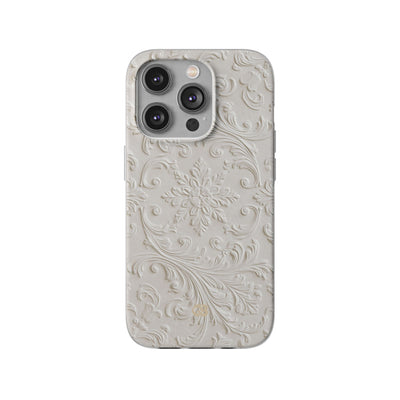 White Lite Phone Case for iPhone - Alabaster Floral Relief