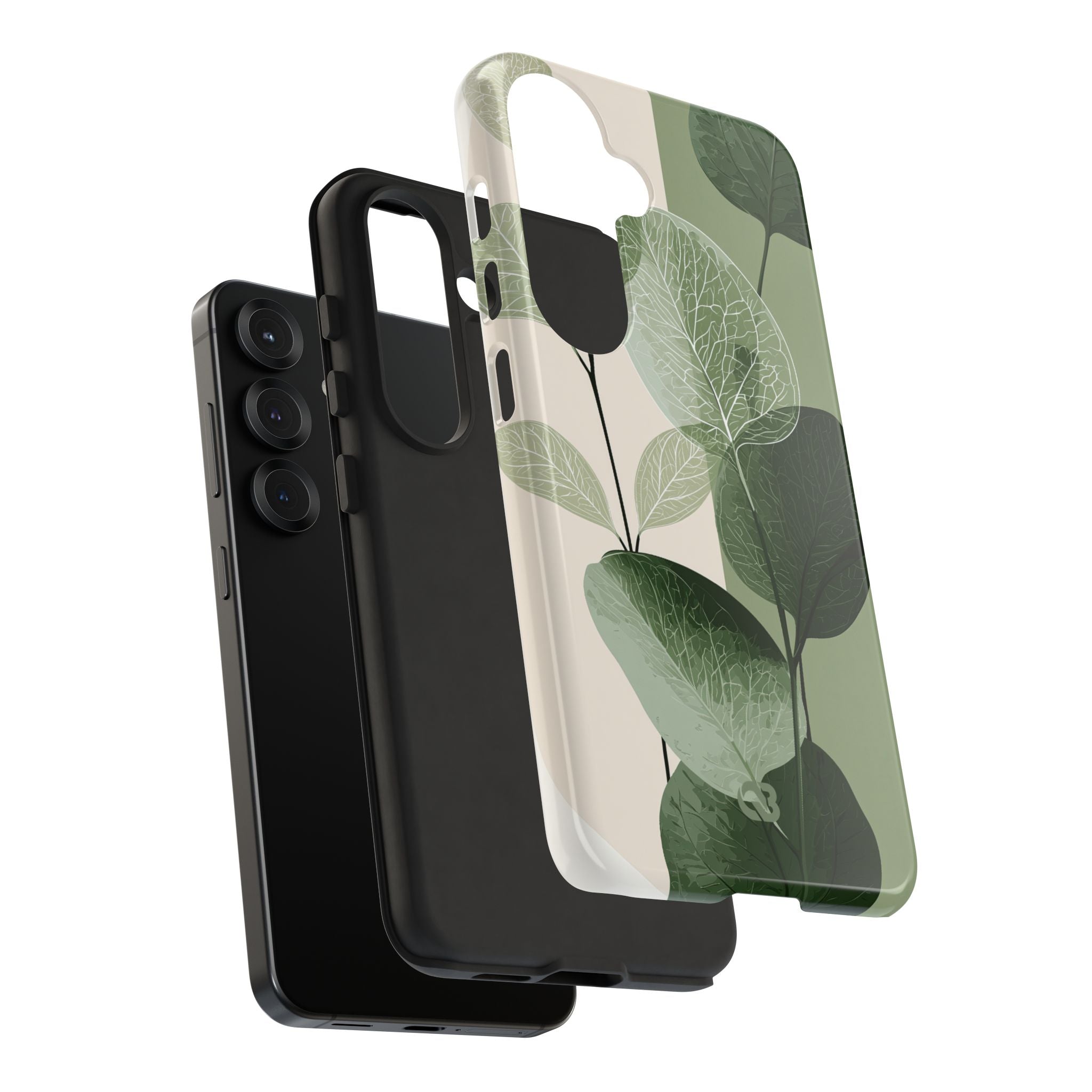 Green Tough Phone Case for Samsung - Sage Leaf Skeletals