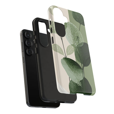 Green Tough Phone Case for Samsung - Sage Leaf Skeletals