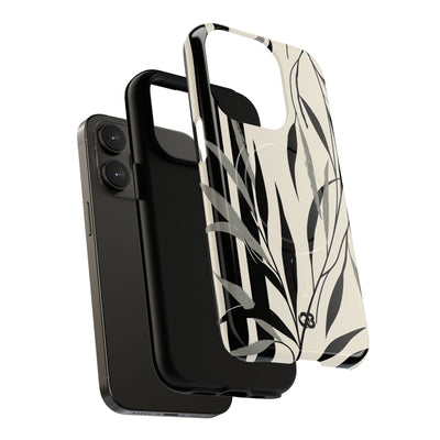 Beige Tough 2.0 Magsafe Phone Case for iPhone - Soot Leaf Sketch