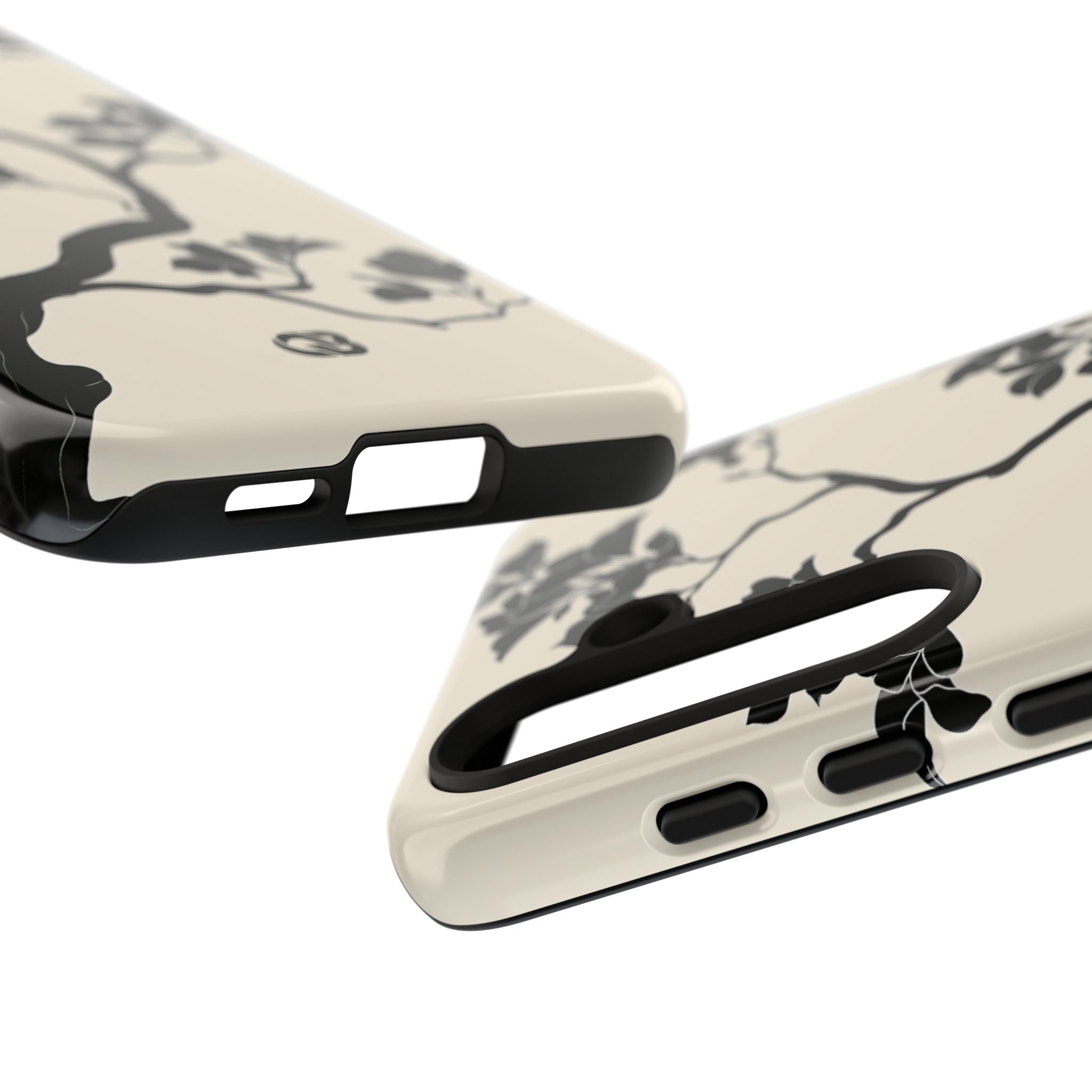 Beige Tough Phone Case for Samsung - Obsidian Bonsai Silhouette