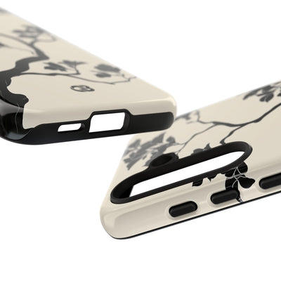 Beige Tough Phone Case for Samsung - Obsidian Bonsai Silhouette