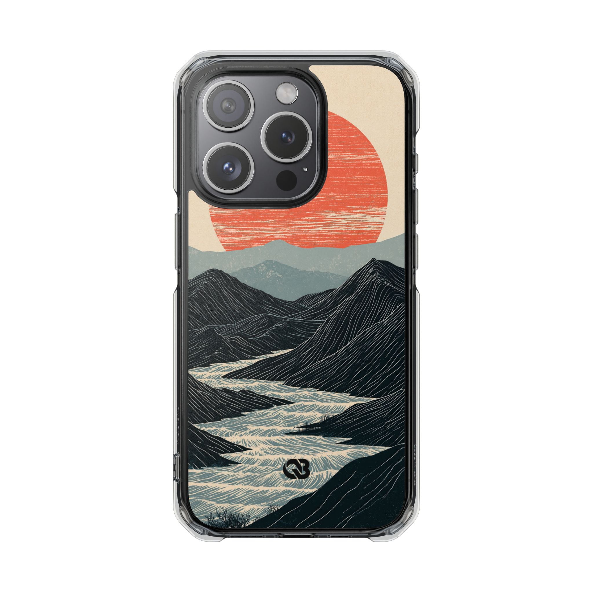Beige Impact MagSafe Phone Case for iPhone - Crimson Ridge Flow