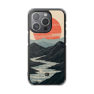 Beige Impact MagSafe Phone Case for iPhone - Crimson Ridge Flow