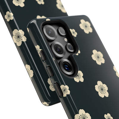 Teal Tough Phone Case for Samsung - Obsidian Cream Petals