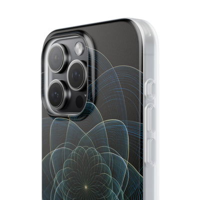 Blue Lite Phone Case for iPhone - Celestial Wireframe Bloom