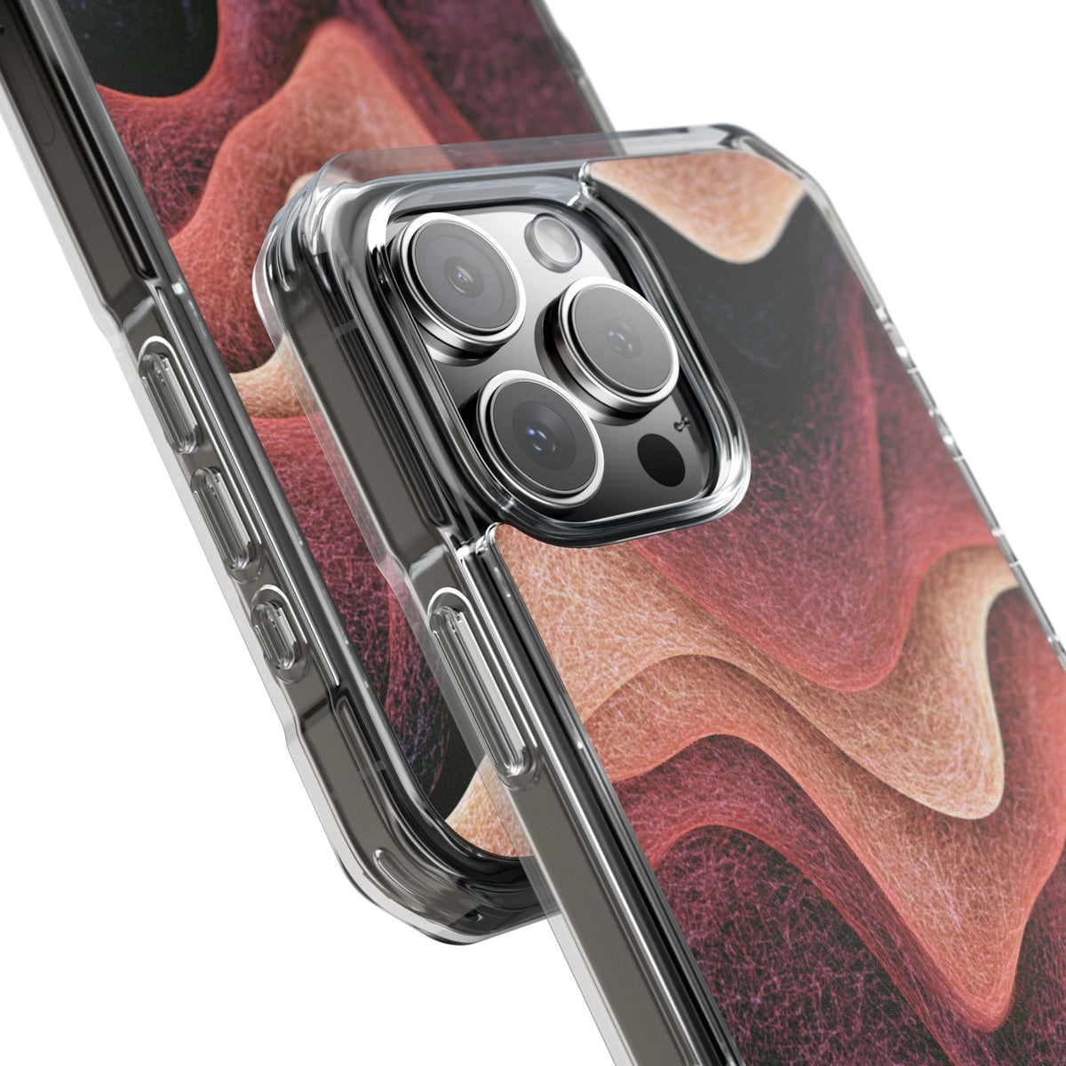 Rose Contour Waves · Clear Impact Magnetic Phone Case for iPhone · Pink