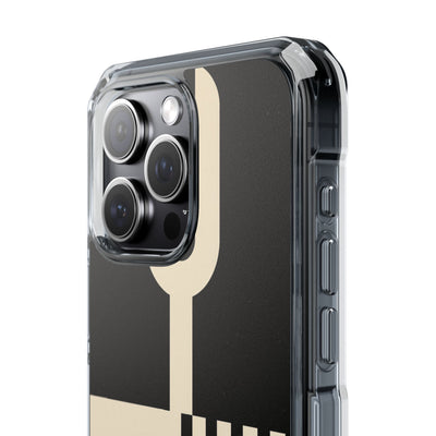 Black Impact MagSafe Phone Case for iPhone - Ivory Signal Grid