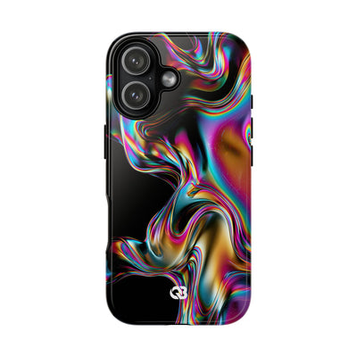 Purple Tough Phone Case for iPhone - Liquid Neon Chrome