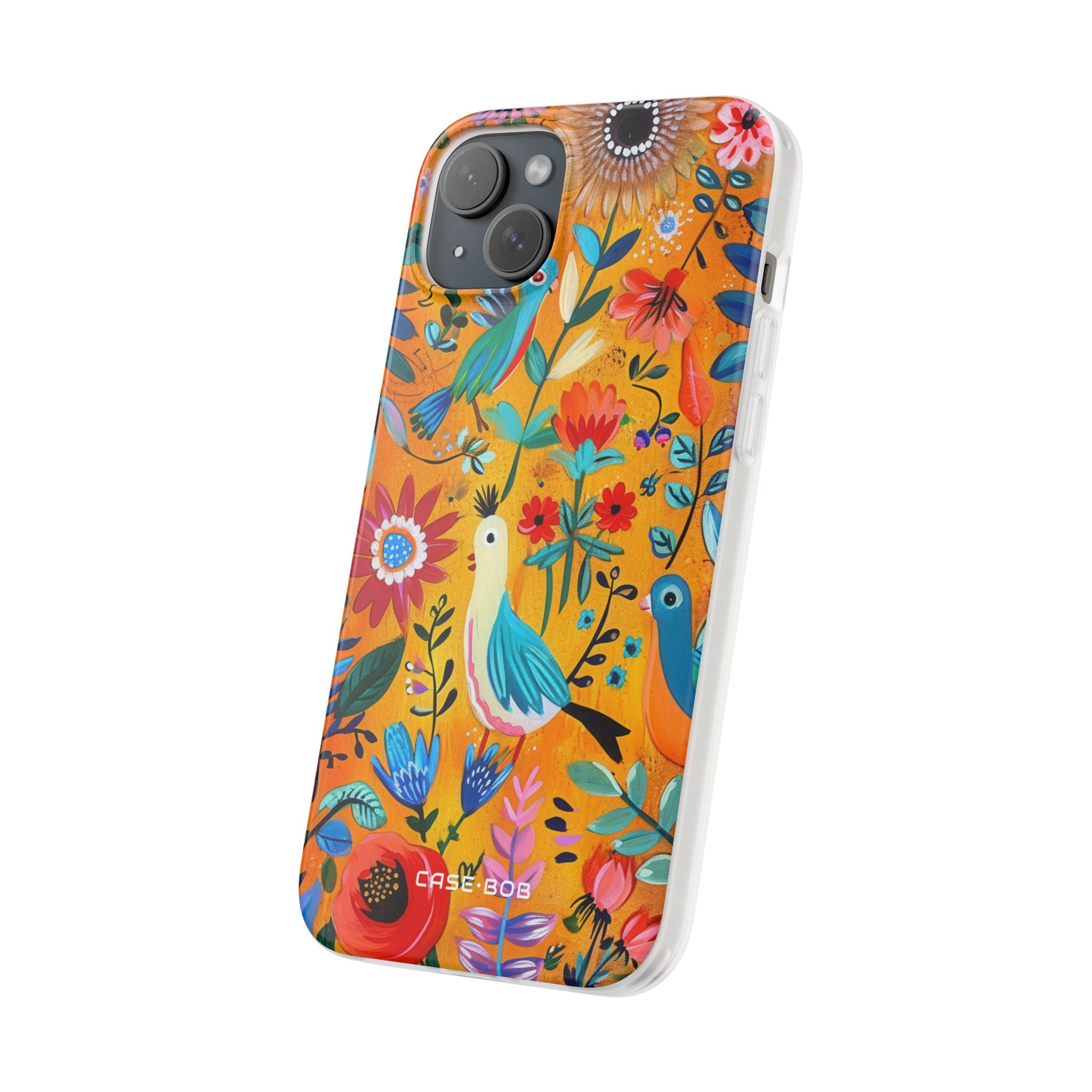 Bunte Vögel Blühen iPhone 15 Plus Case - Soft
