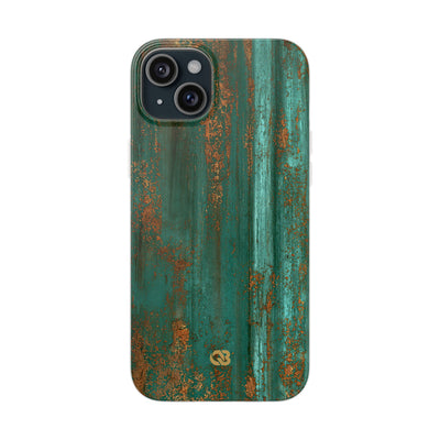 Teal Lite Phone Case for iPhone - Verdigris Copper Siding