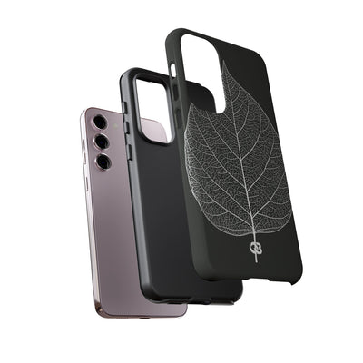 Black Tough Phone Case for Samsung - Bleached Leaf Lattice