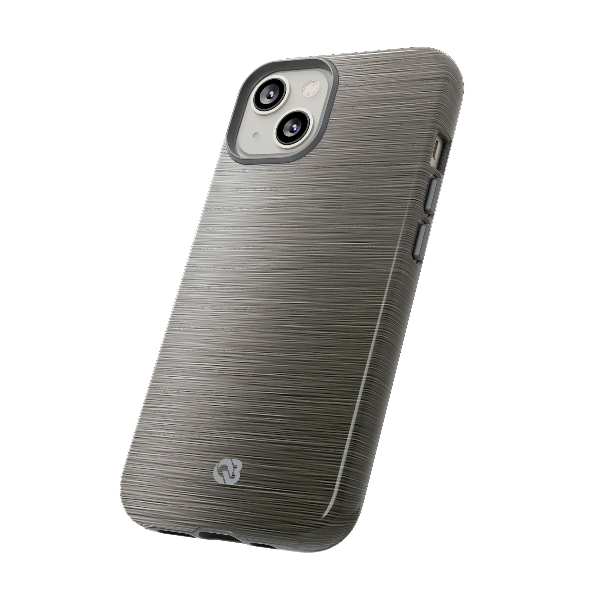 Grey Tough Phone Case for iPhone - Brushed Industrial Steel