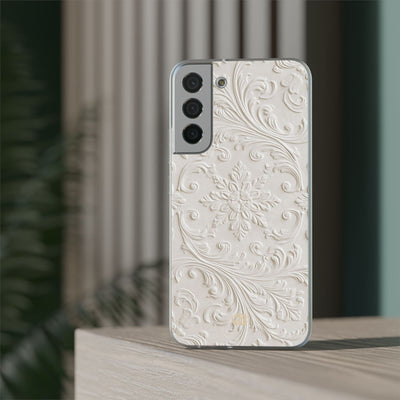 White Lite Phone Case for Samsung - Alabaster Floral Relief