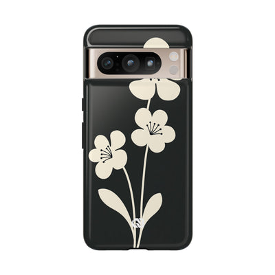 Black Tough Phone Case for Google Pixel - Obsidian Cream Bloom