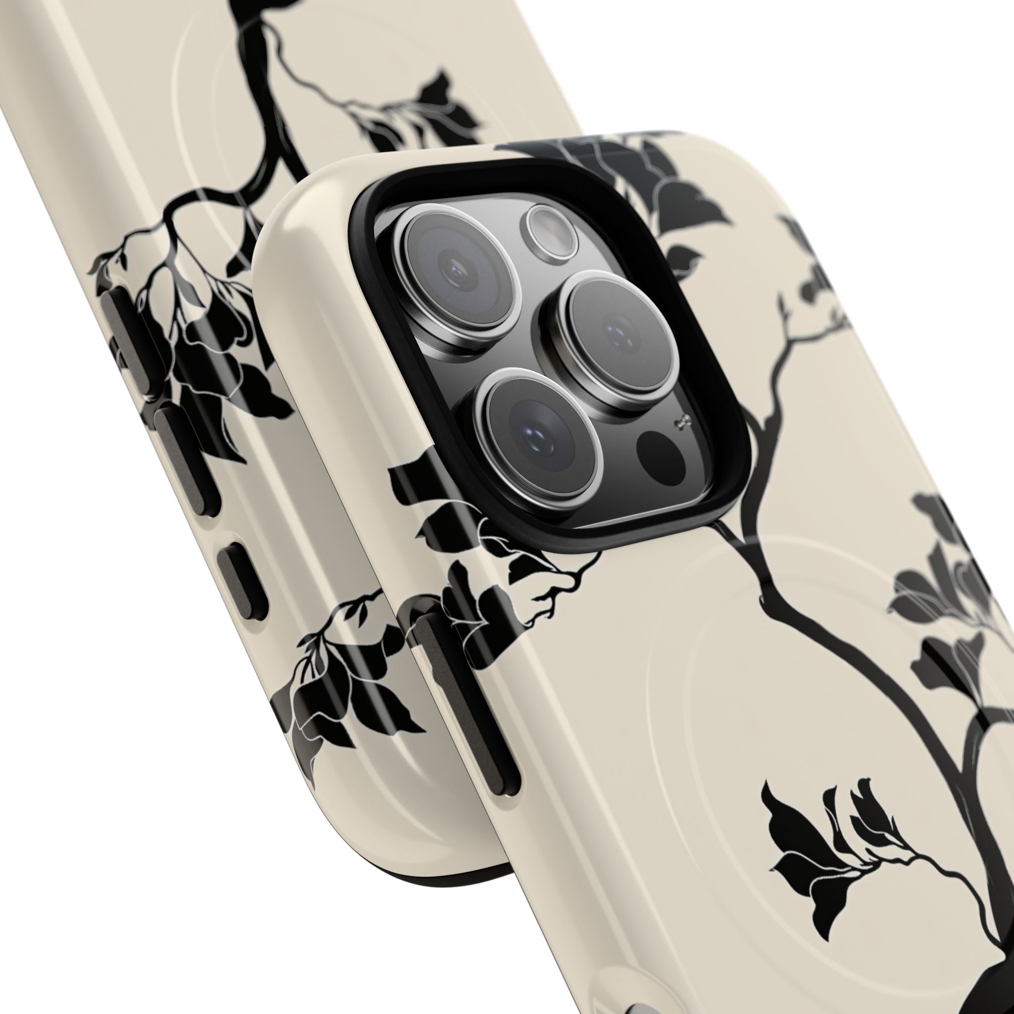 Beige Tough 2.0 Magsafe Phone Case for iPhone - Obsidian Bonsai Silhouette