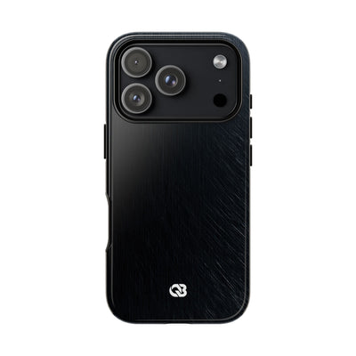 Black Tough Phone Case for iPhone - Midnight Brushed Grain