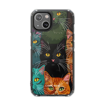 Teal Cat Grid iPhone 14 Case - Impact