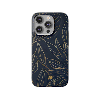 Gilded Navy Foliage · Soft Phone Case for iPhone