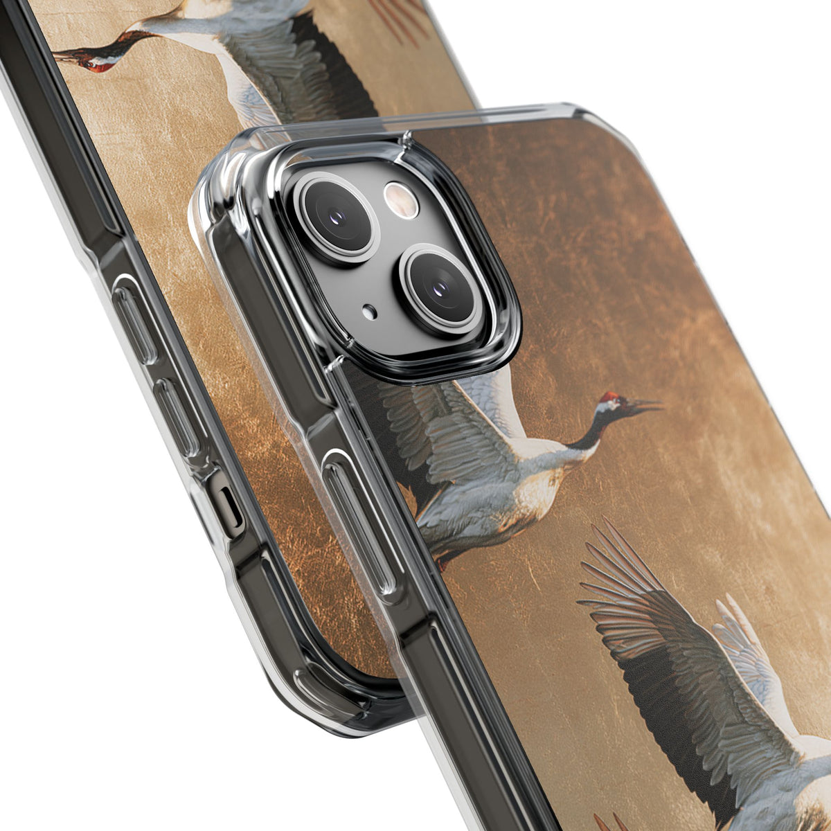 Golden Crane Flight · Clear Impact Magnetic Phone Case for iPhone · Gold