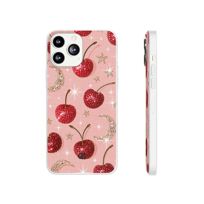 Bedazzled Ruby Cherries · Lite Phone Case for iPhone ·  Pink