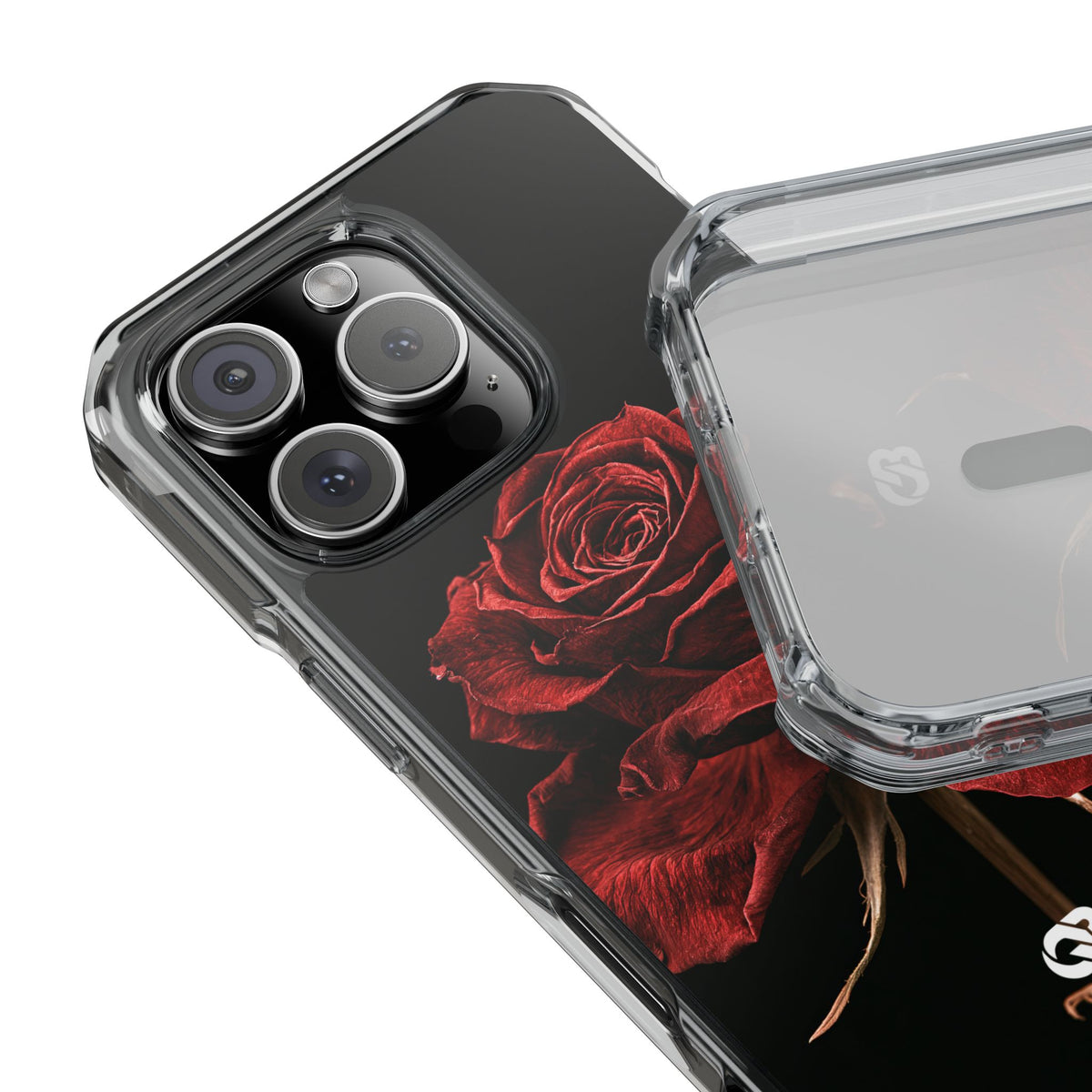 Crimson Noir Rose · Clear Impact Magnetic Phone Case for iPhone ·  Black