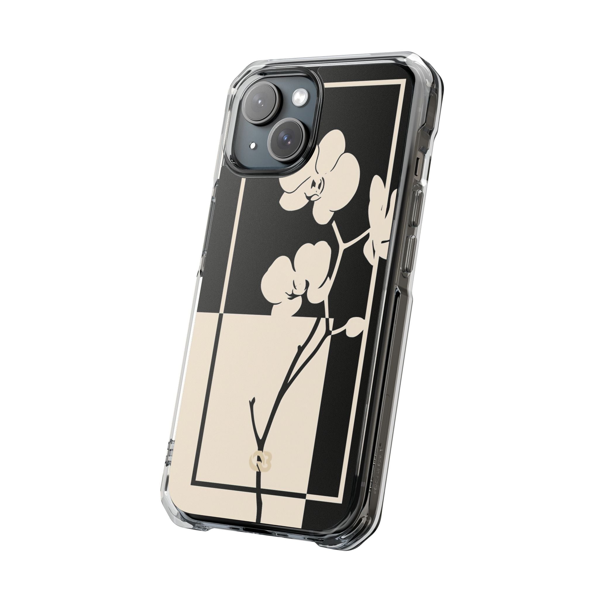 Beige Impact MagSafe Phone Case for iPhone - Nocturnal Orchid Frame