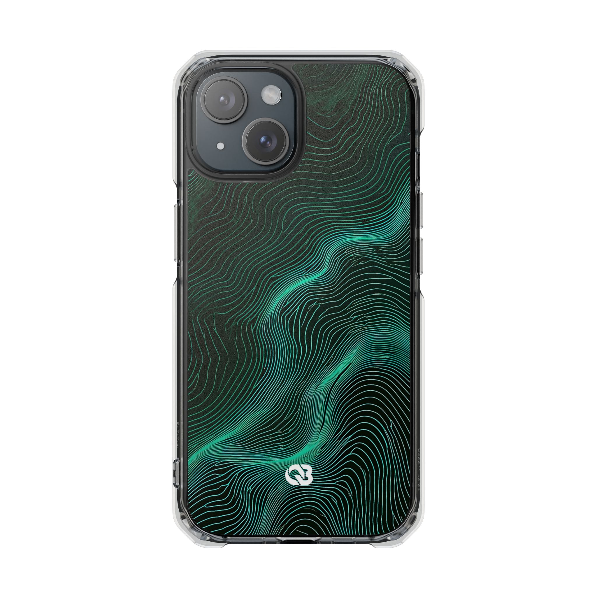 Teal Impact MagSafe Phone Case for iPhone - Neon Jade Contour