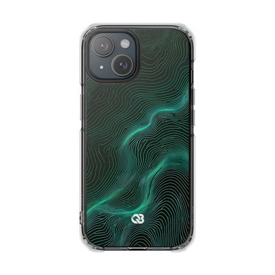 Teal Impact MagSafe Phone Case for iPhone - Neon Jade Contour