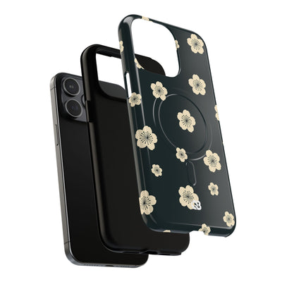 Teal Tough 2.0 Magsafe Phone Case for iPhone - Obsidian Cream Petals