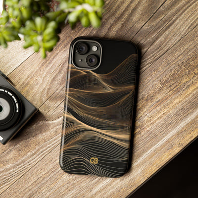 Black Tough Phone Case for iPhone - Copper Topo Ridge