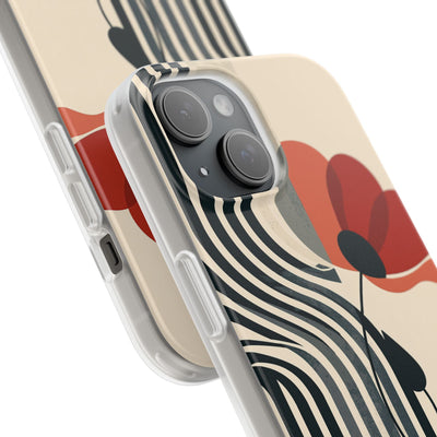 Beige Lite Phone Case for iPhone - Crimson Line Bloom