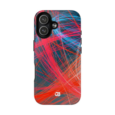 Neon Fiber Stream · Tough 2.0 Magnetic Phone Case for iPhone · Red