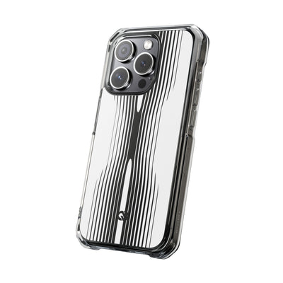 White Impact MagSafe Phone Case for iPhone - Kinetic Mono Distortion
