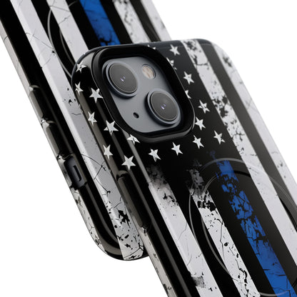 Blau gestreifte Flagge iPhone 14 Case - Tough+