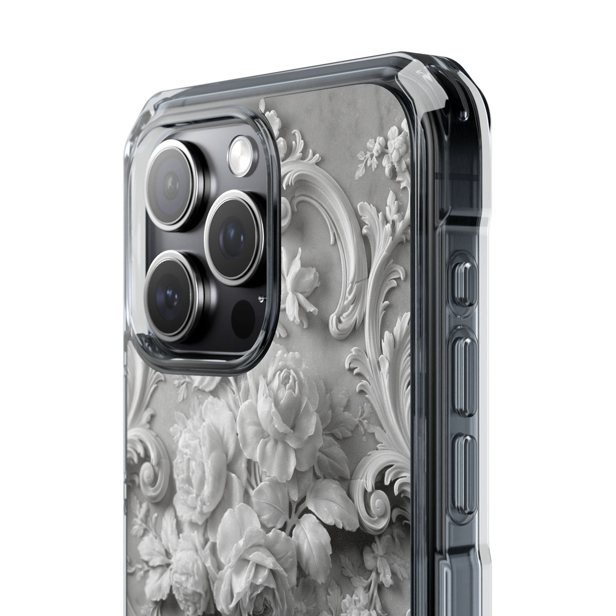 Rococo Marble Rose · Clear Impact Magnetic Phone Case for iPhone · White