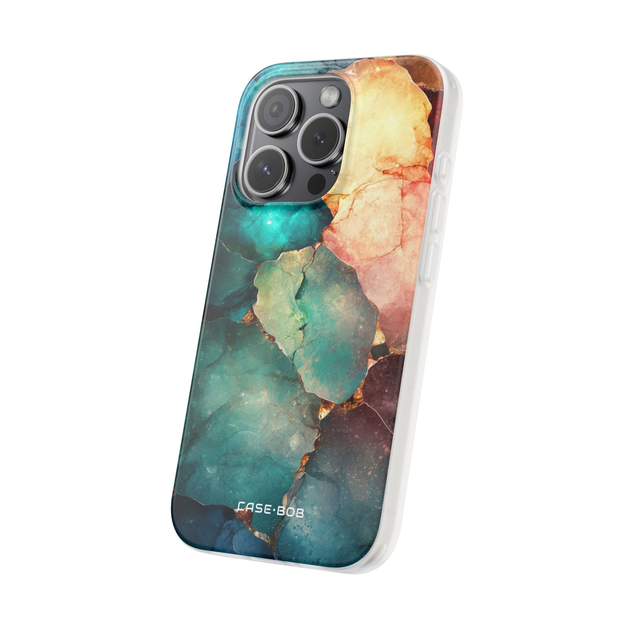 Teal Mosaic Veins iPhone 15 Pro Case - Soft